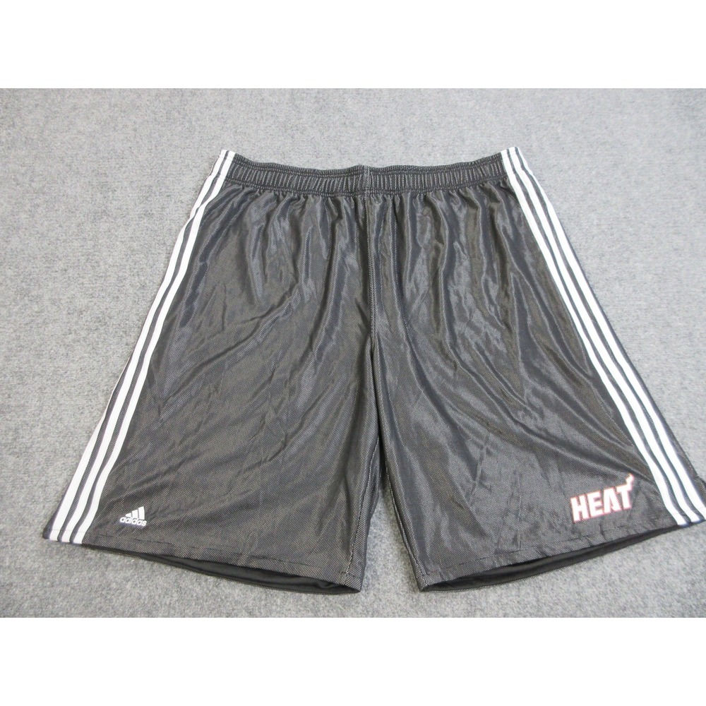 Miami Heat Shorts Mens 4XL Tall Black White NBA Basketball 3 Stripes‎ Adidas